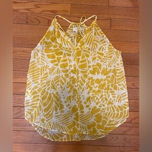 NWT LOFT Yellow Leaf Print Women's Top Small Petite